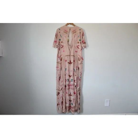 NWT Frock & Frill Allover Embroidered Maxi Dress Beaded Plus Size 24 H14122 - Picture 10 of 12